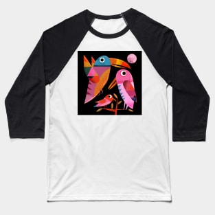 Three Birds at Night Baseball T-Shirt